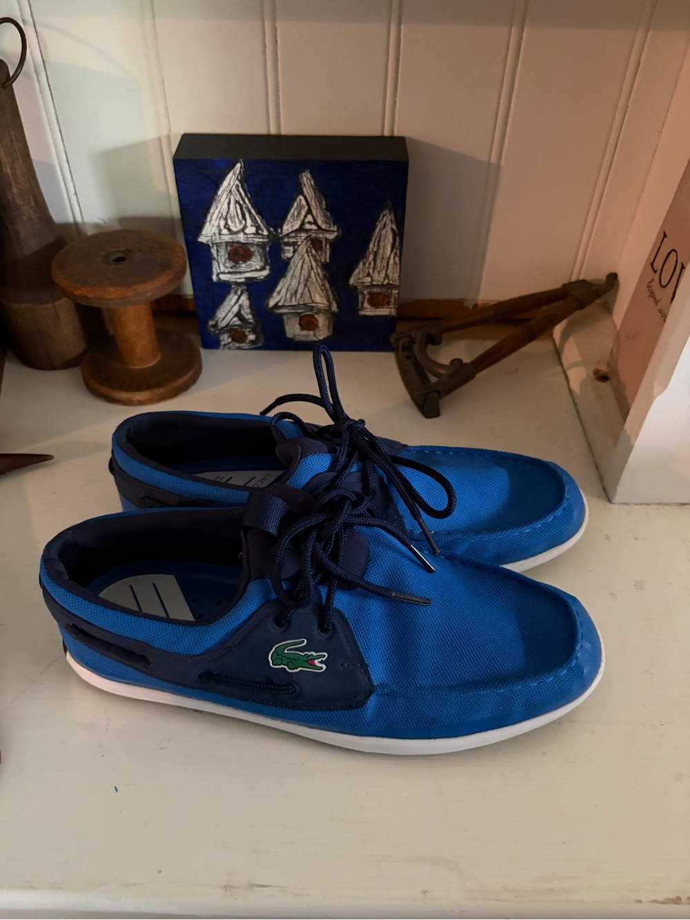 Lacoste Blue Canvas Boat Shoes